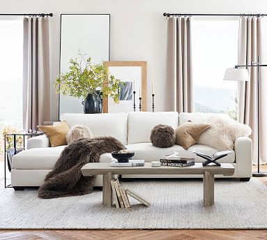 Big Sur Square Arm Upholstered Sofa Double Wide Chaise Sectional | Pottery Barn (US)