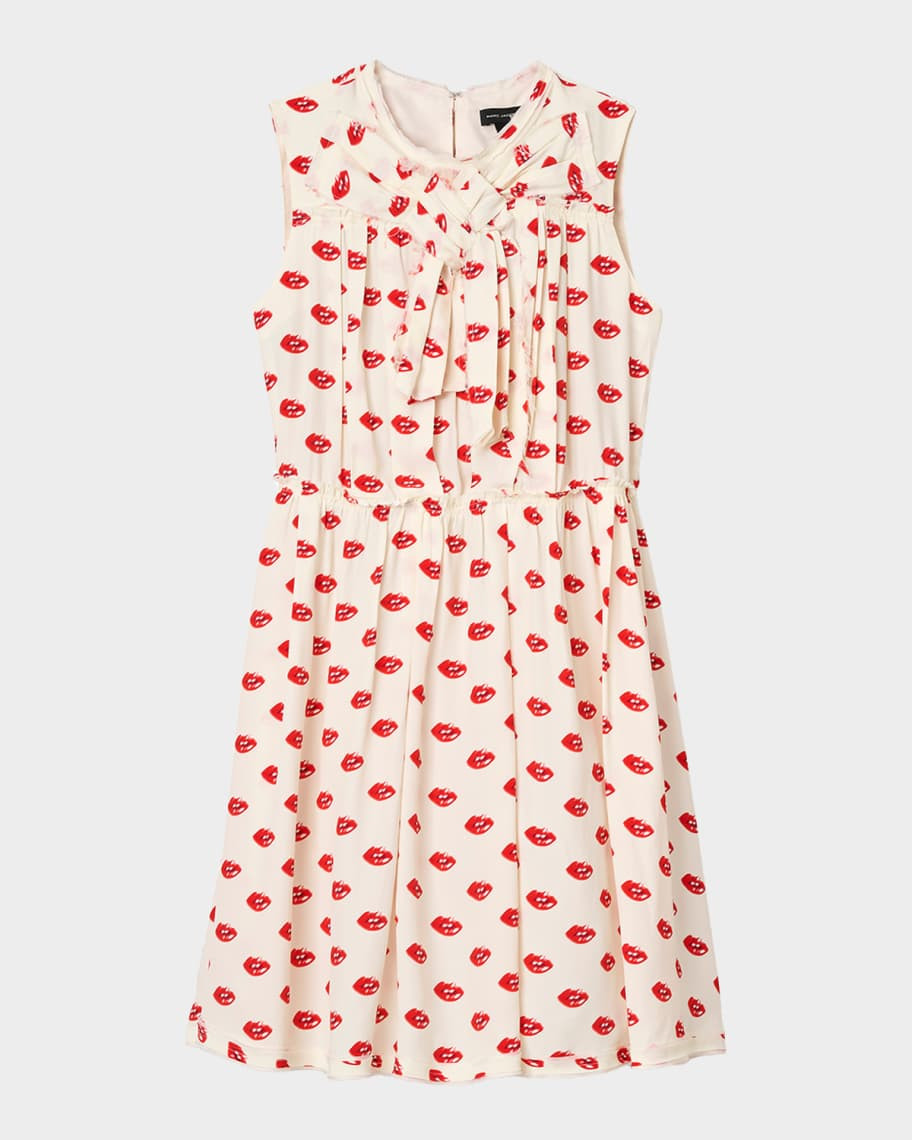 Marc Jacobs Lips Pleated Midi Dress | Neiman Marcus