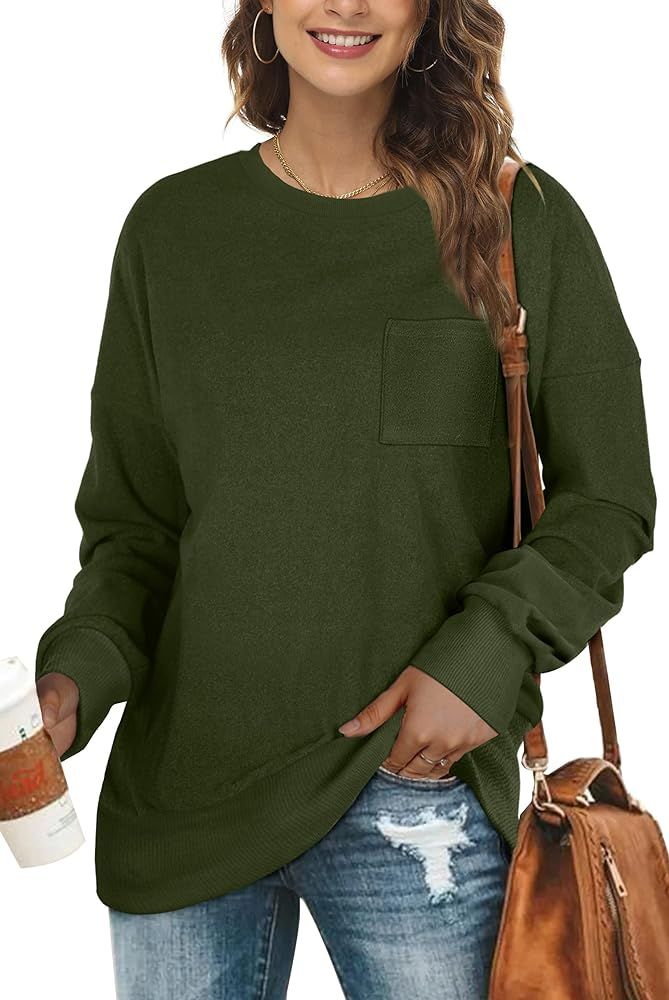 OFEEFAN Sweatshirts for Women Crewneck Long Sleeve Shirts | Amazon (US)