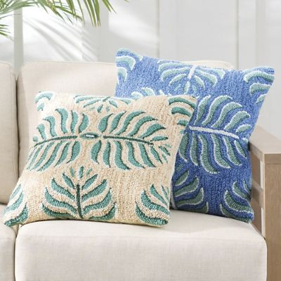 Palma Hand Hooked Outdoor Pillow | Grandin Road | Grandin Road