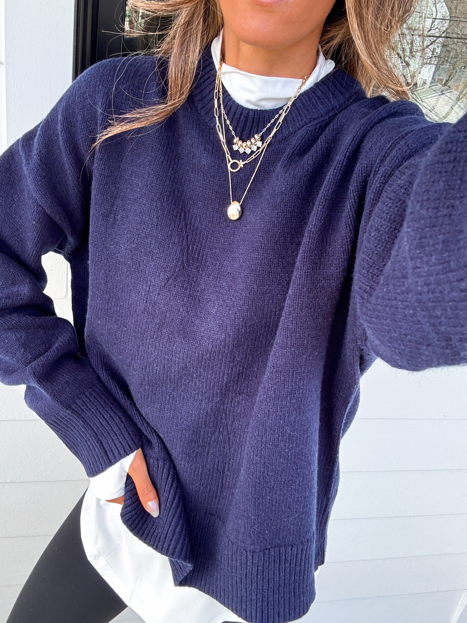 Wearing a small oversized tshirt and affordable cashmere sweater 

#LTKOver40 #LTKFindsUnder50 #LTKHoliday