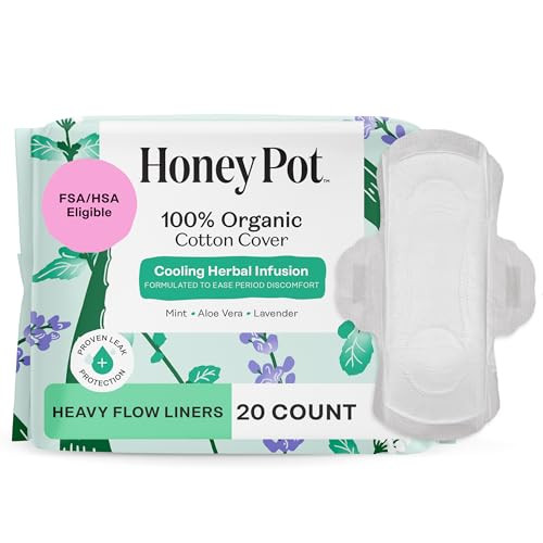 The Honey Pot Company - Herbal Panty Liners for Women - Heavy Flow w/Wings - Infused w/Essential Oils for Cooling Effect & Organic Cotton Cover - Feminine Care - 20 ct | Amazon (US)