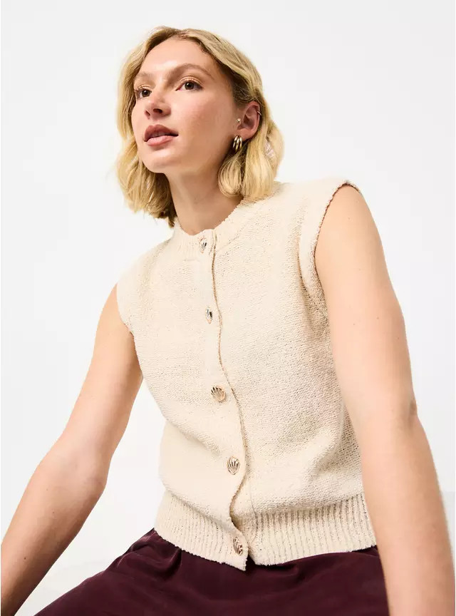 Buy Blue Shell Button Detail Waistcoat L | Cardigans | Tu | Tu Clothing