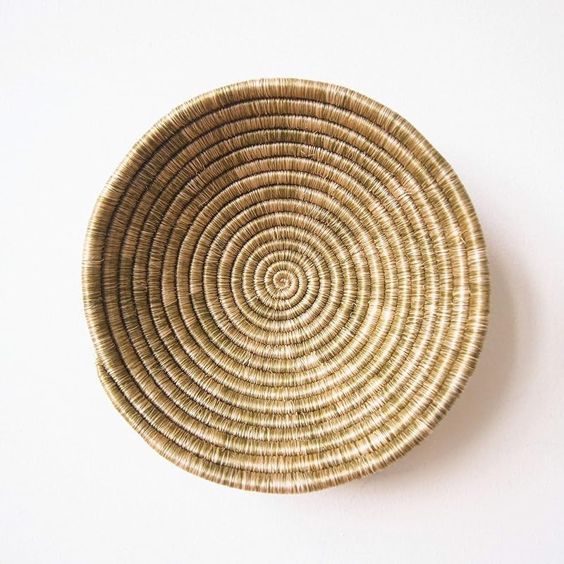 Small African Basket- Mwogo/Rwanda Basket/Woven Bowl/Sisal & Sweetgrass Basket/Green-Gold, Tan | Amazon (US)
