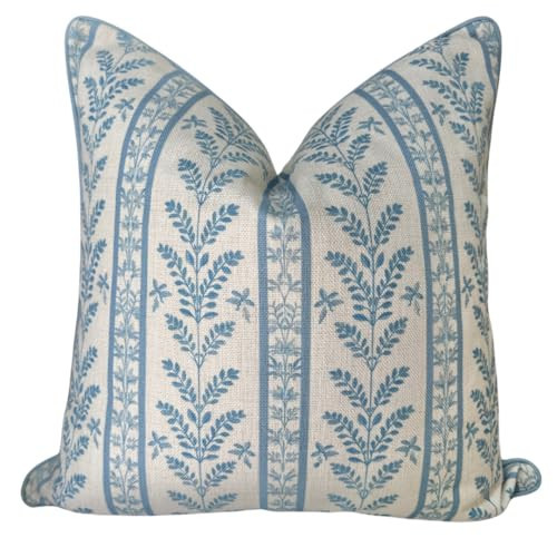 Jillien Harbor Grandmillennial Throw Pillow for Home Louis Blue and Off-White Pillow Cover Grandmillennial Pillow Cover 20" x 20" 50 cm x 50 cm Grandmillennial Home Decor | Amazon (US)