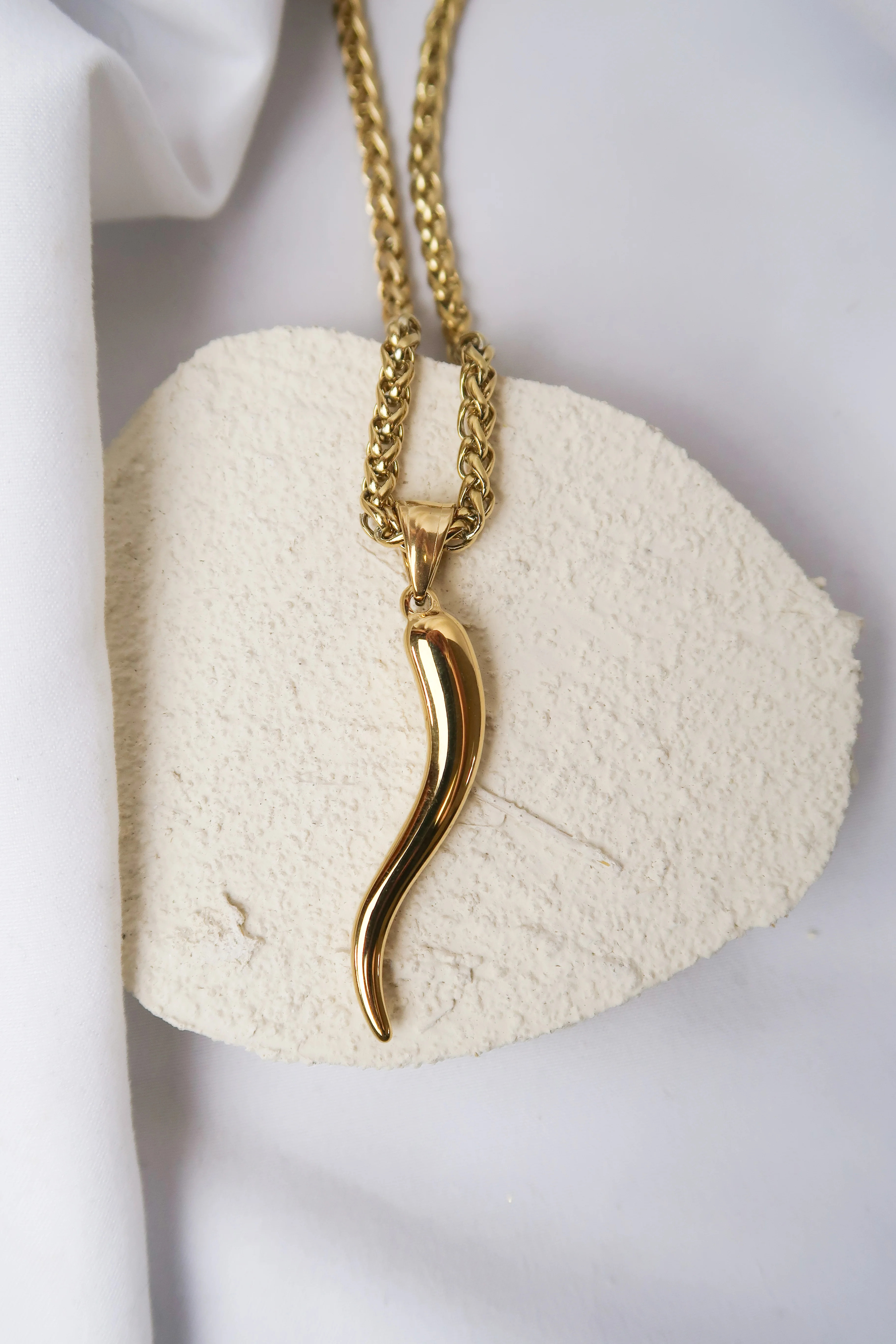 Cornetto 316L Stainless Steel Gold Necklace | KC Chic Designs