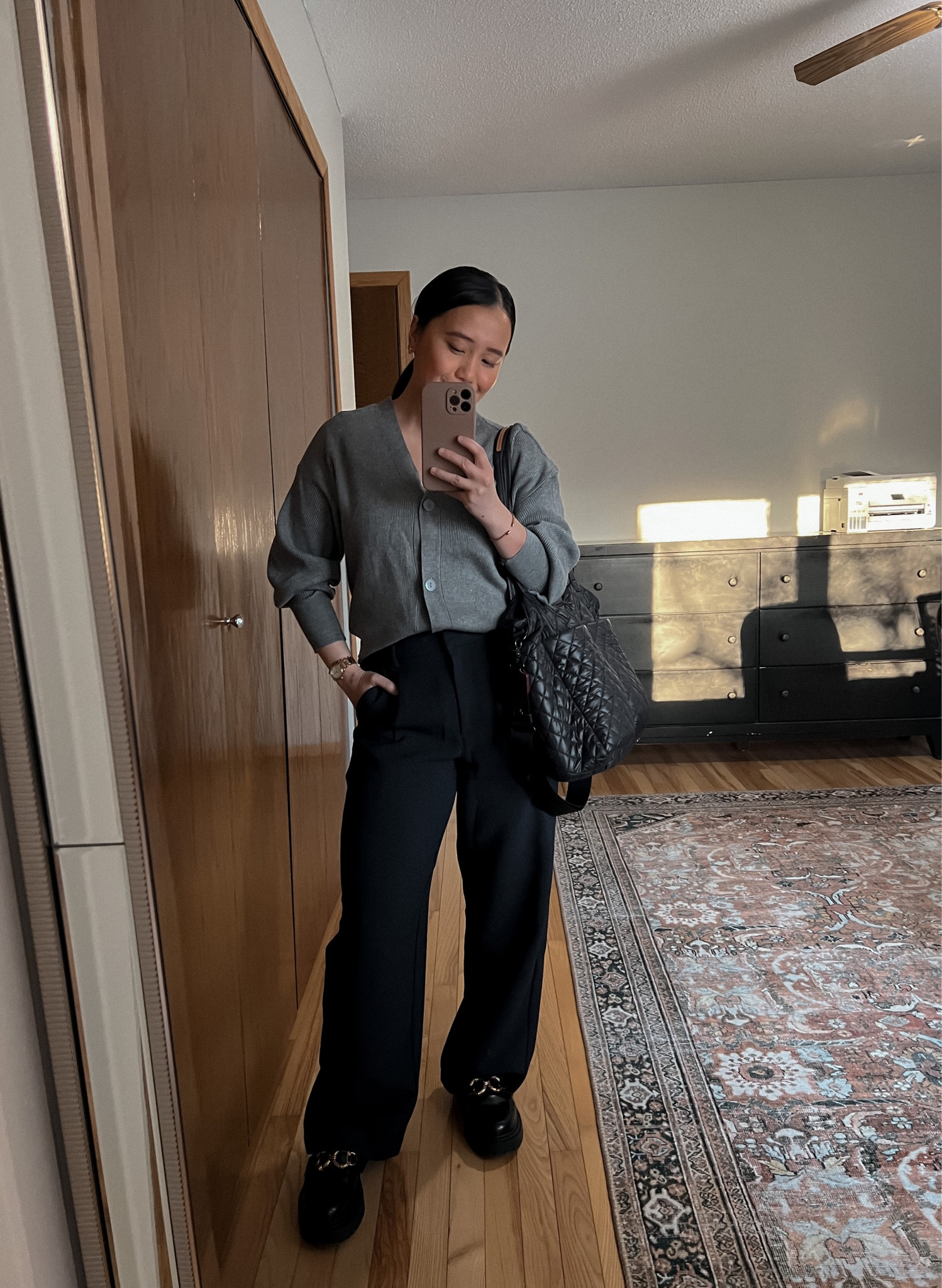 Workwear OOTD. 

Ribbed cardigan (old) Zara 
Old Navy trousers 
Mz Wallace bag 

Workwear ideas, workwear outfit, workwear style, minimal style, capsule wardrobe, closet staples, work style, petite workwear style 

#LTKstyletip #LTKunder50 #LTKworkwear