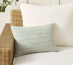 Reeve Textured Woven Outdoor Lumbar Pillow | Pottery Barn (US)