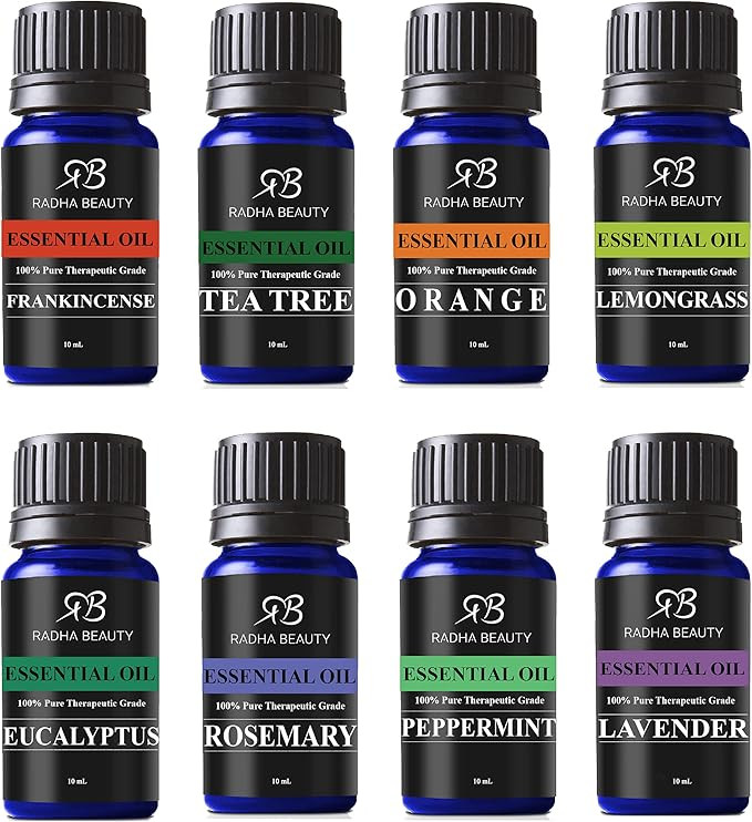 Radha Beauty Aromatherapy Top 8 Essential Oils 100% Pure & Therapeutic Grade - Sampler Gift Set &... | Amazon (US)
