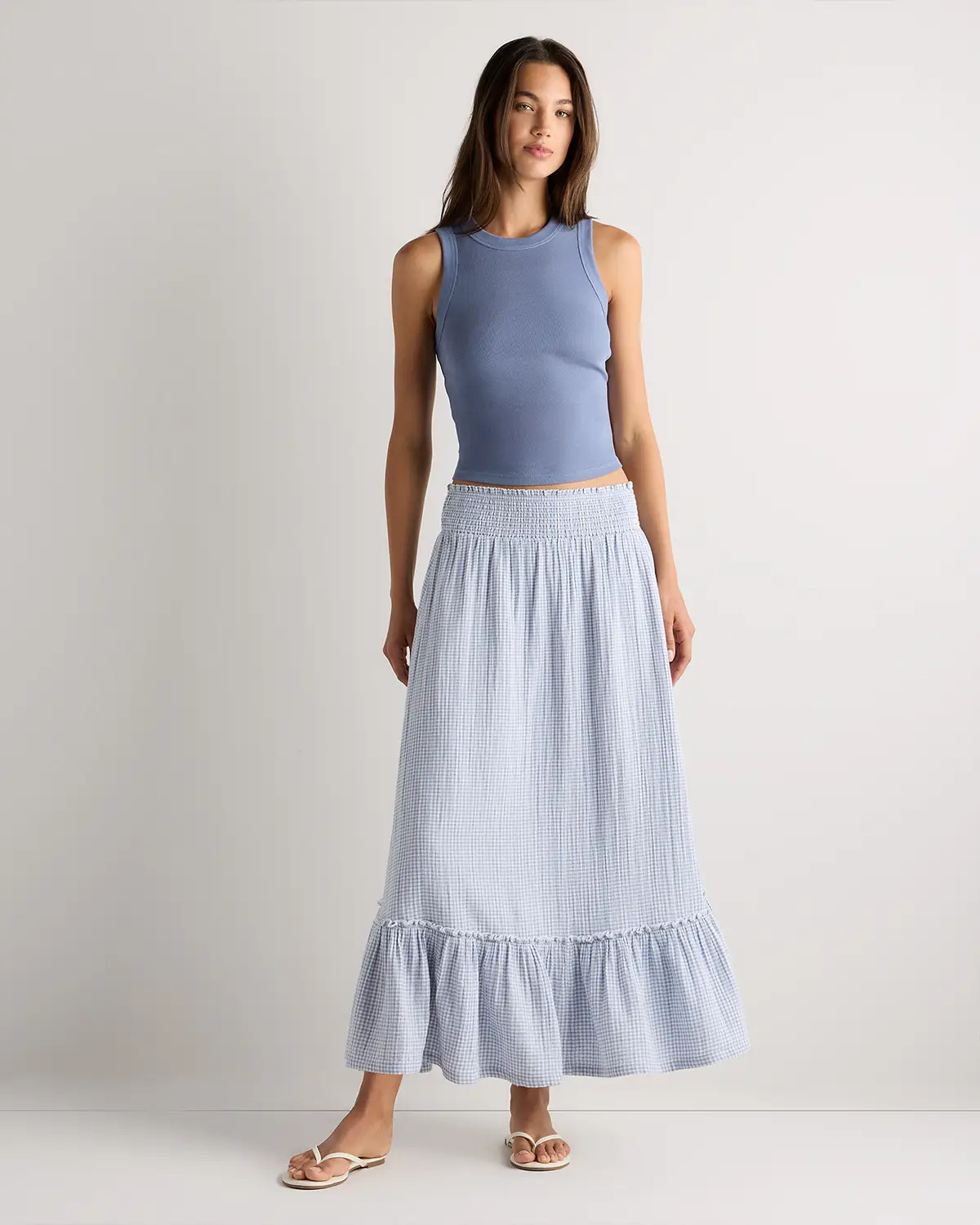 100% Organic Cotton Gauze Smocked Maxi Skirt | Quince