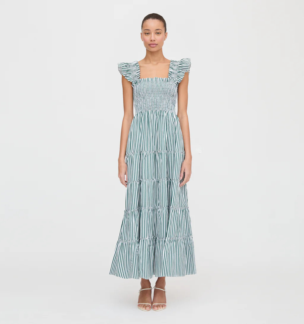 The Ellie Maxi Nap Dress - Green Stripe | Hill House Home US