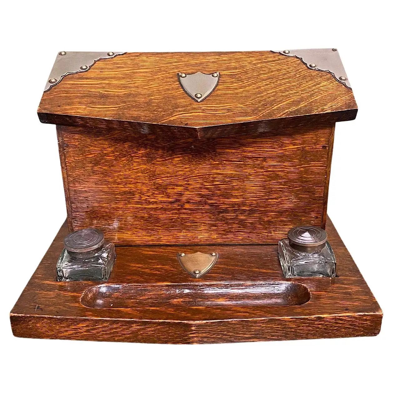 19th Century Quality Victorian Oak Antique Stationary Box | 1stDibs