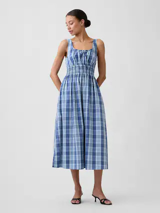 Smocked Tie-Front Midi Dress | Gap Factory