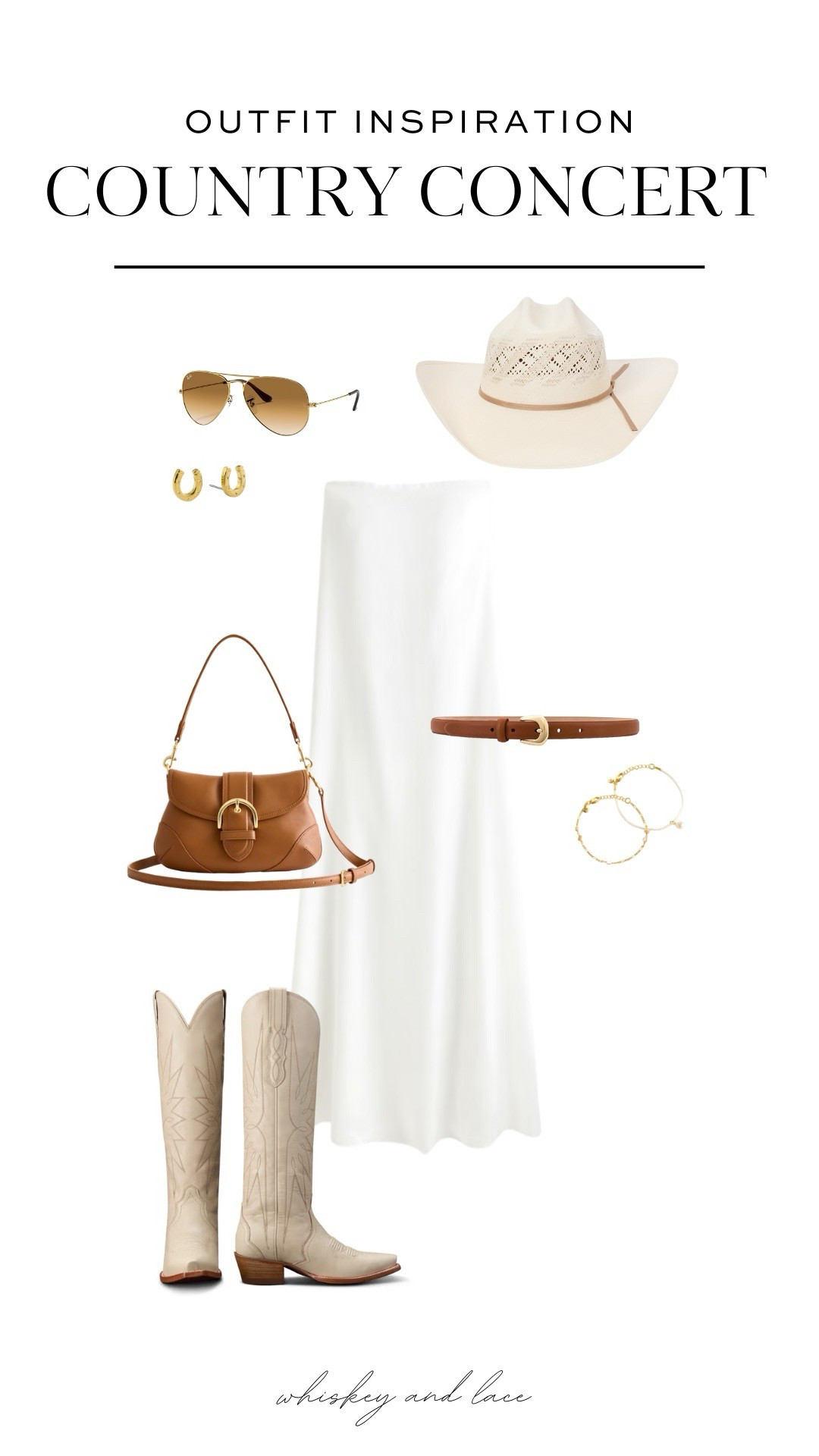 Obsessed is an understatement. 🤠 I know lots of you are on the hunt for a cute country music concert outfit and this combo would make for the perfect choice. I love this strapless dress paired with these cream colored cowboy boots (Tecovas are the best!) I’m also totally digging these accessories, which complement the neutral look of this outfit so seamlessly. 

#LTKStyleTip #LTKShoeCrush #LTKSeasonal
