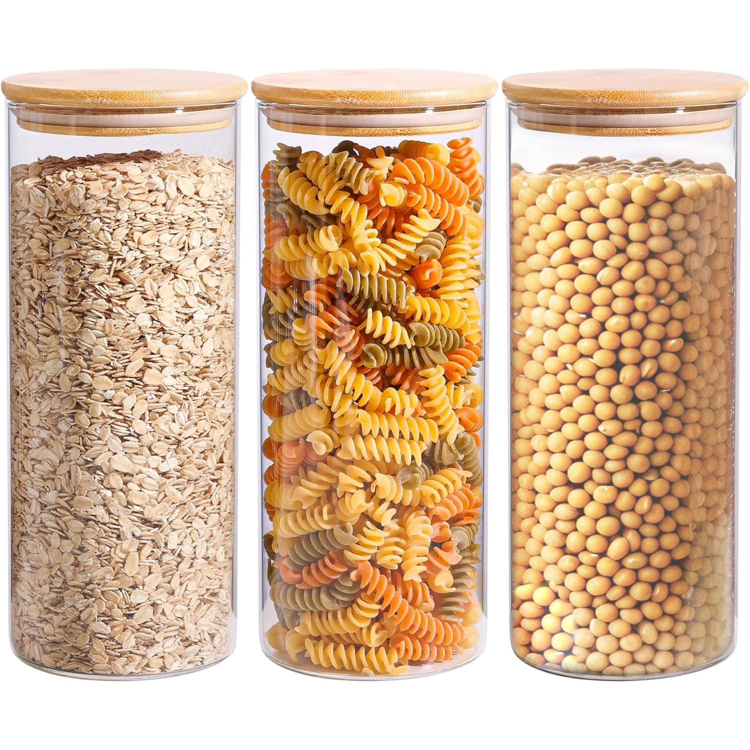 ComSaf 1.6L Glass Storage Containers with Lids, Glass Jars with Bamboo Lids, Clear Food Storage J... | Amazon (UK)