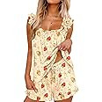 Ekouaer Pajama for Women Set 2 Piece Ruffle Pjs Soft Tank Top and Shorts Sleepwear Set Bridal Paj... | Amazon (US)
