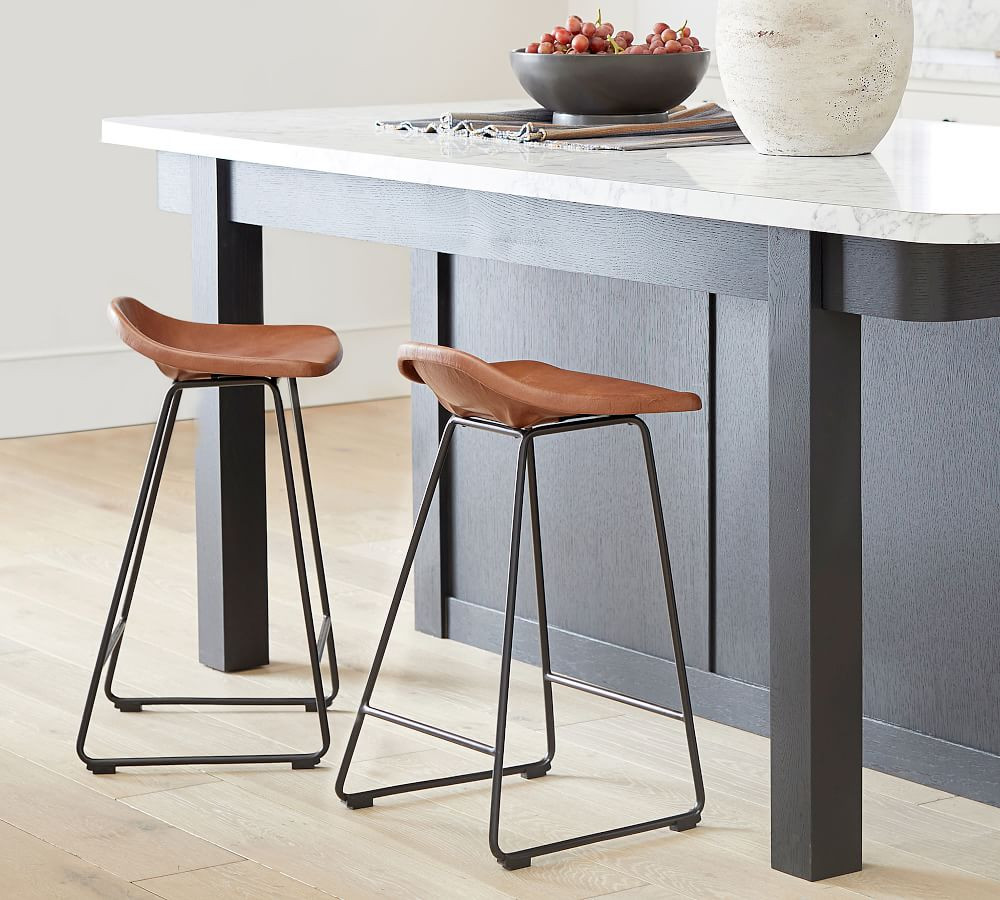 Brenner Leather Bar & Counter Stool | Pottery Barn (US)