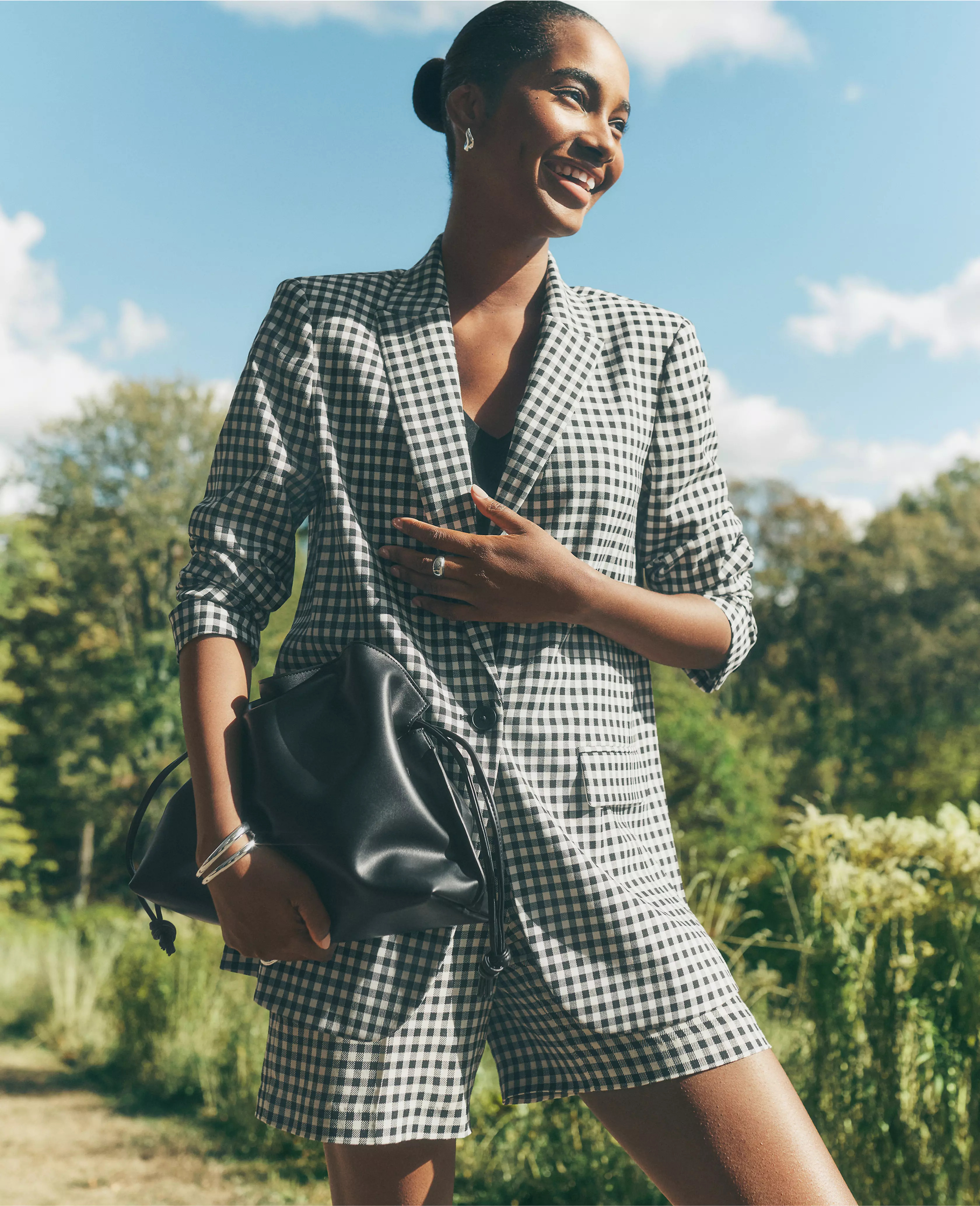 The Side-Zip Short in Gingham | Ann Taylor