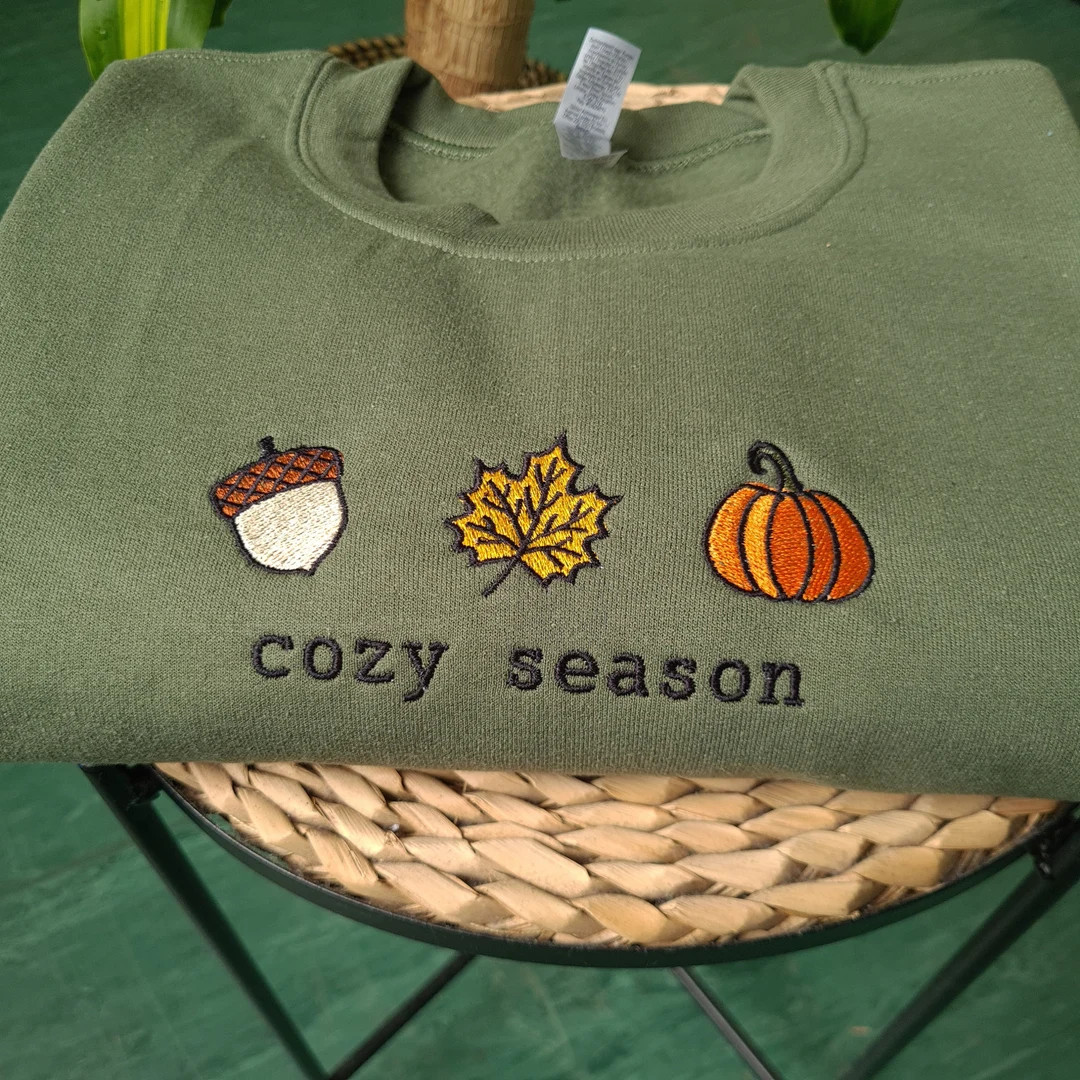 Fall Embroidered Sweatshirt, Cozy Season Sweatshirt, Fall Sweatshirt, Autumn Sweatshirt, Gifts fo... | Etsy (US)