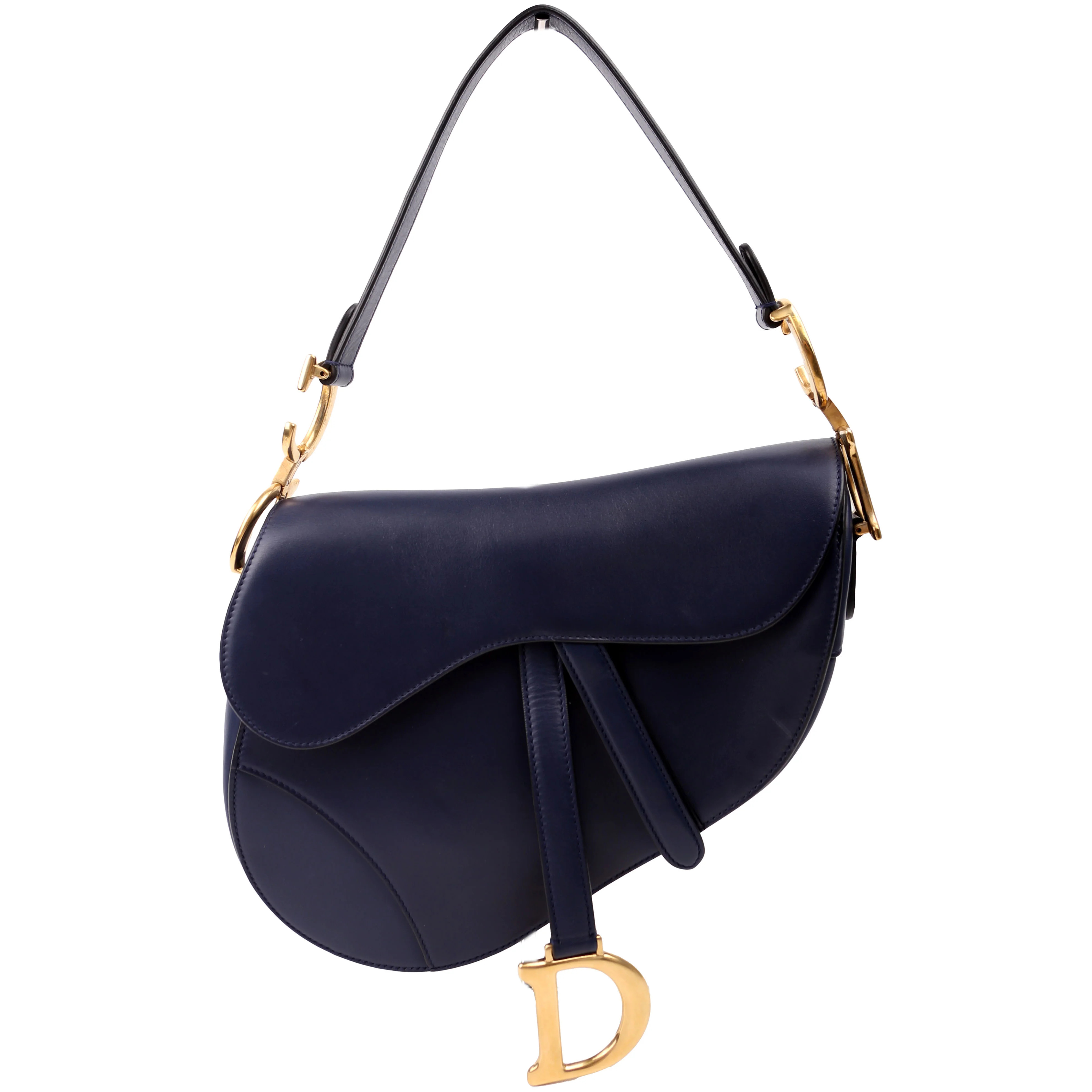 Saddle Bag Leather Navy Blue | Keeks Designer Handbags