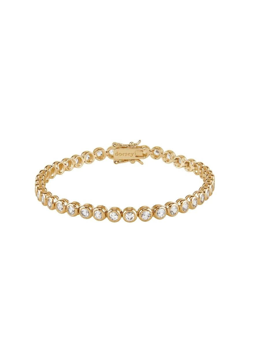 JAMES BEZEL 3.25MM, LAB-GROWN WHITE SAPPHIRE GOLD RIVIERE BRACELET | Dorsey