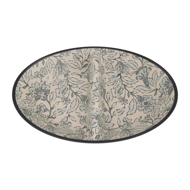 Better Homes & Gardens Bamboo Melamine Divided Serve Bowl, Floral - Walmart.com | Walmart (US)