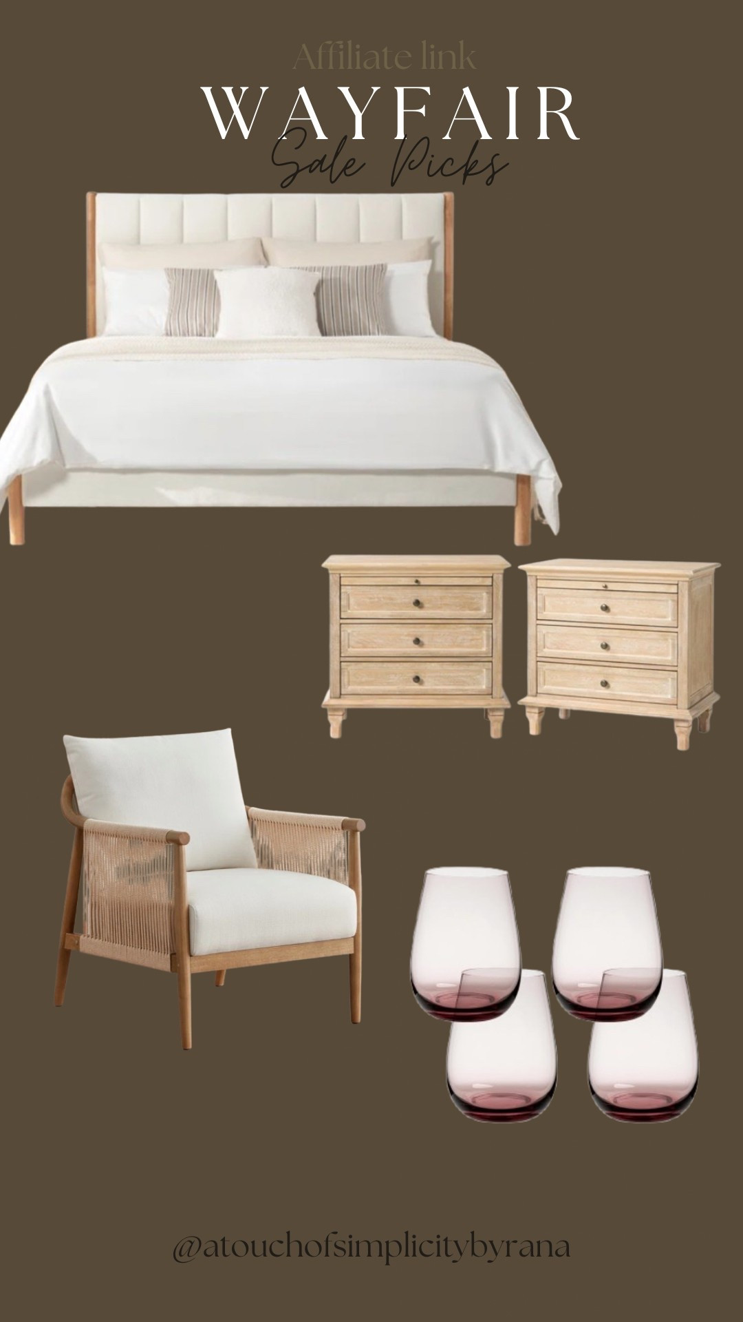 @wayfair #wayfair Wayfair's Memorial Day clearance is live!! I've rounded up some of my favorite timeless pieces for both indoor and outdoor so you can refresh your home for warmer days ahead. Up to 70% off!

Glass cups, glassware, accent chair, organic modern, nightstand, bedroom finds, living room, upholstered bed , sale finds, Wayfair finds 

#LTKHome #LTKStyleTip #LTKSaleAlert