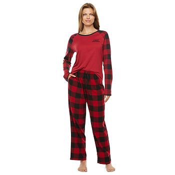 North Pole Trading Co. Red Buffalo Womens Long Sleeve 2-pc. Pant Pajama Set | JCPenney