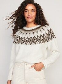 Fair Isle Cozy Shaker-Stitch Pullover Sweater for Women | Old Navy (US)