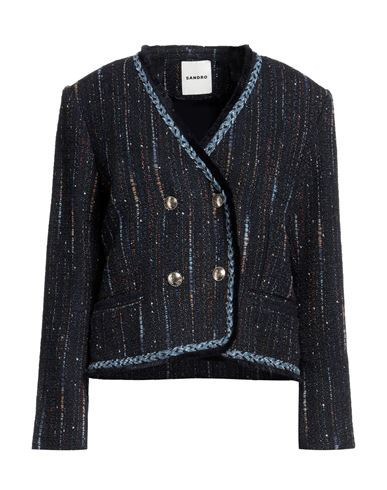 Sandro Woman Blazer Midnight blue Size 4 Synthetic fibers, Cotton, Polyester, Wool, Metallic Polyester | YOOX (US)