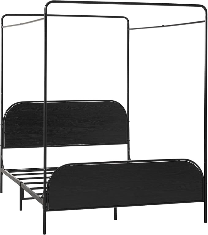 Walker Edison Queen Modern Metal Canopy Frame Bed, Queen Size, Black | Amazon (US)