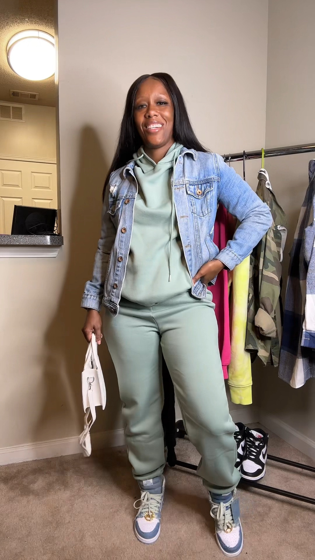 Outfit of the day!
I’m wearing a sweatsuit in a size small and a denim jacket in a size small. Perfect winter outfit idea

#LTKSeasonal #LTKstyletip #LTKshoecrush