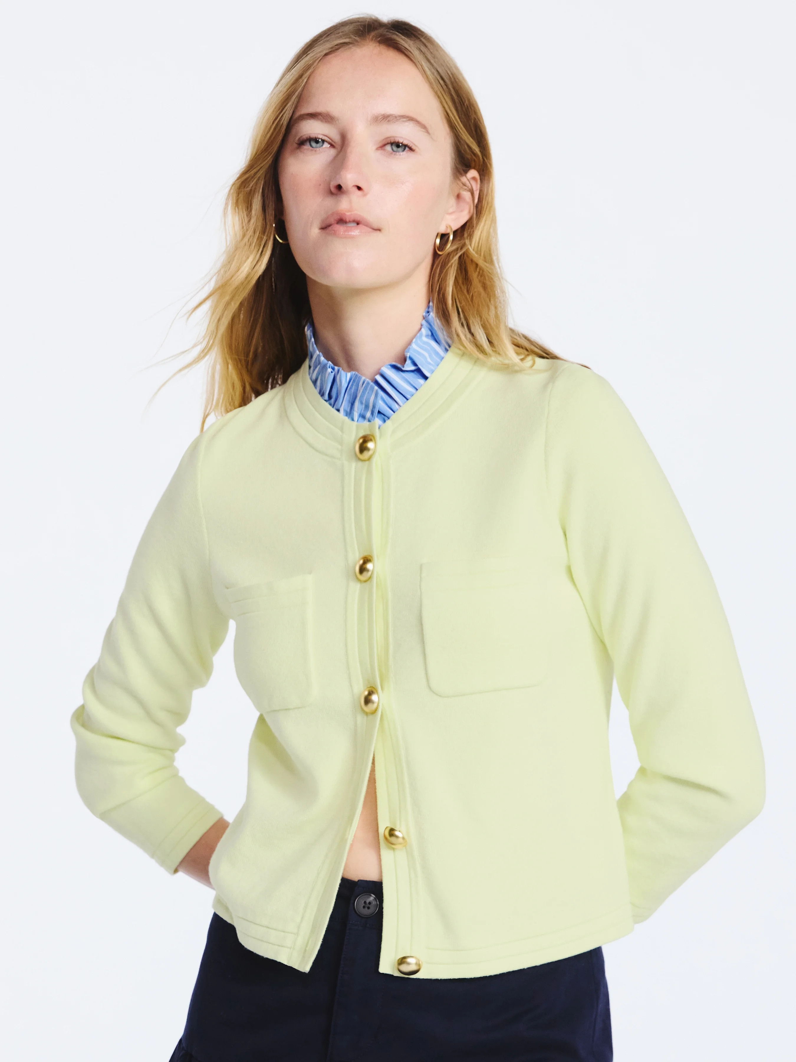 Free Assembly Women's Ruffle Neck Cardigan, Sizes XS-2XL | Walmart (US)