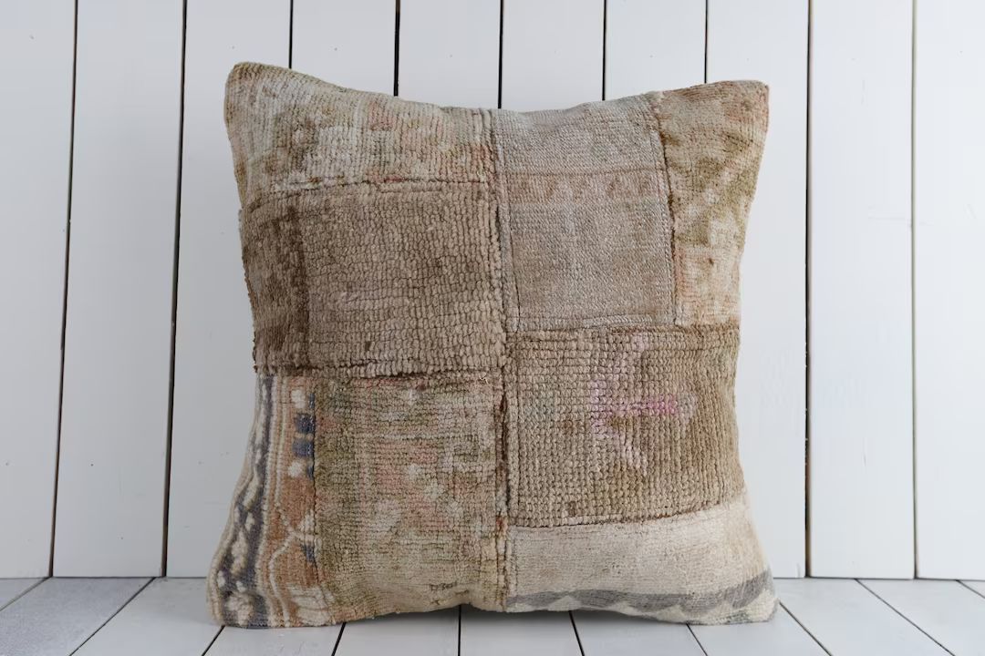 Decorative Throw Pillow, Turkish Kilim Pillow, Antique Pillow, 20x20 Pillow Case, Boho Pillow, Cu... | Etsy (US)