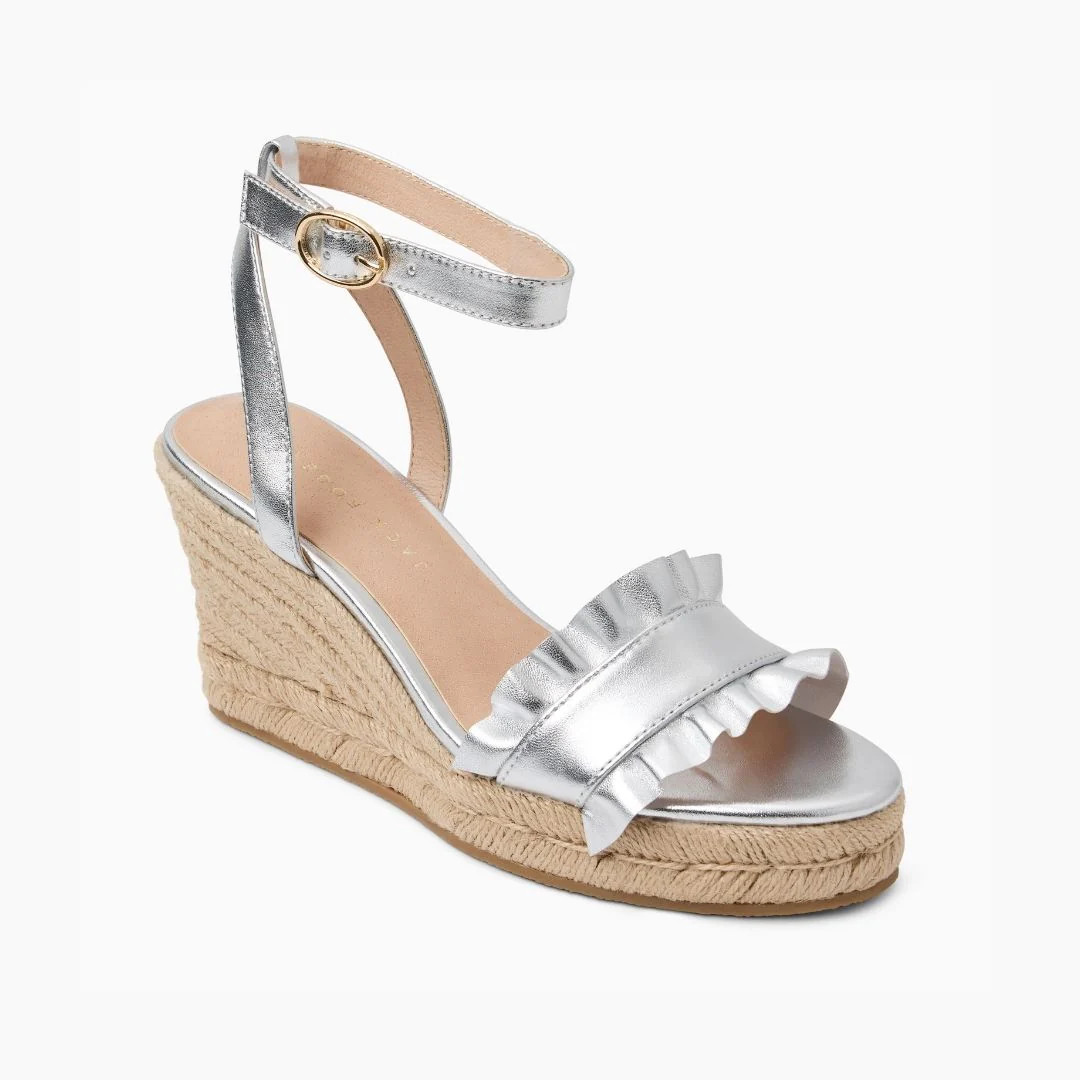 Jack Rogers Rozette Wedge Heels — Silver Metallic | Jack Rogers