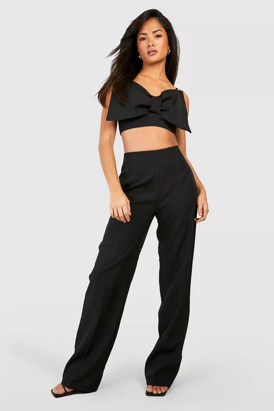 High Waist Wide Leg Dress Pants | boohoo (US & Canada)