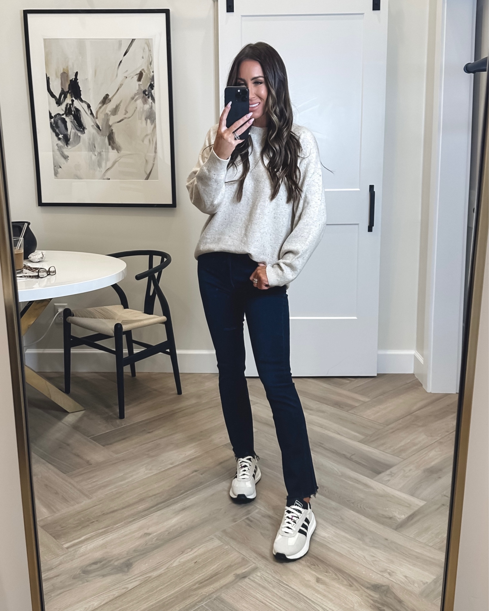 NSale everyday outfit style Sz small in sweater 
One of my fav jeans runs tts sz 26more of a dark blue then black like I originally thought 
Adidas sneakers sz down 1/2 sz 

#LTKshoecrush #LTKFind #LTKxNSale