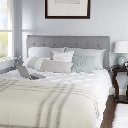 Audrey Tufted Powered Headboard in Light Grey, Queen | Walmart (US)