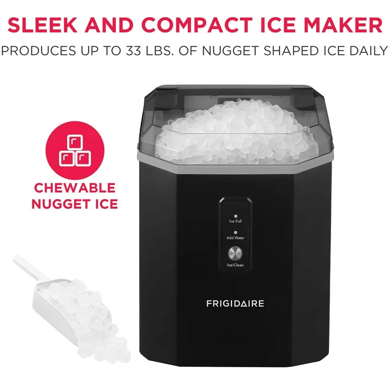 Frigidaire 33lb Countertop Nugget Pellet Ice Maker Self-Cleaning, Black, Model EFIC226 | Walmart (US)