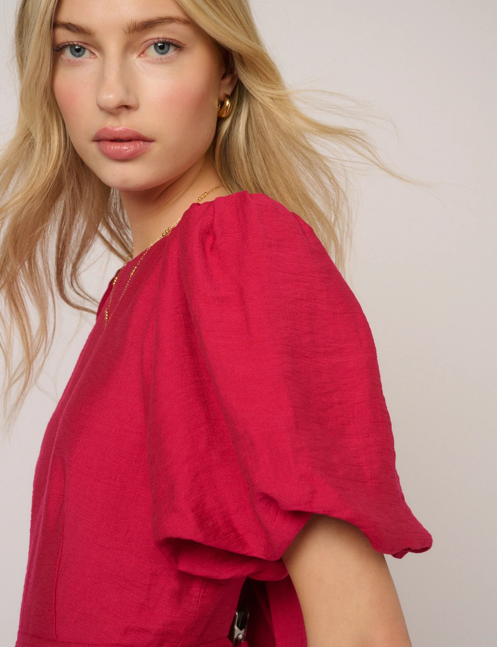 Pink Puff Sleeve Zola Midi Dress | Nobody's Child