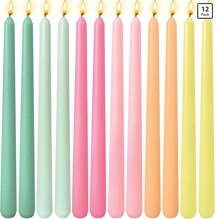12 Pack 10 inch Dopamine-Color Taper Candle Set for Holiday Dinner Party, Unscented Long Candlest... | Amazon (US)