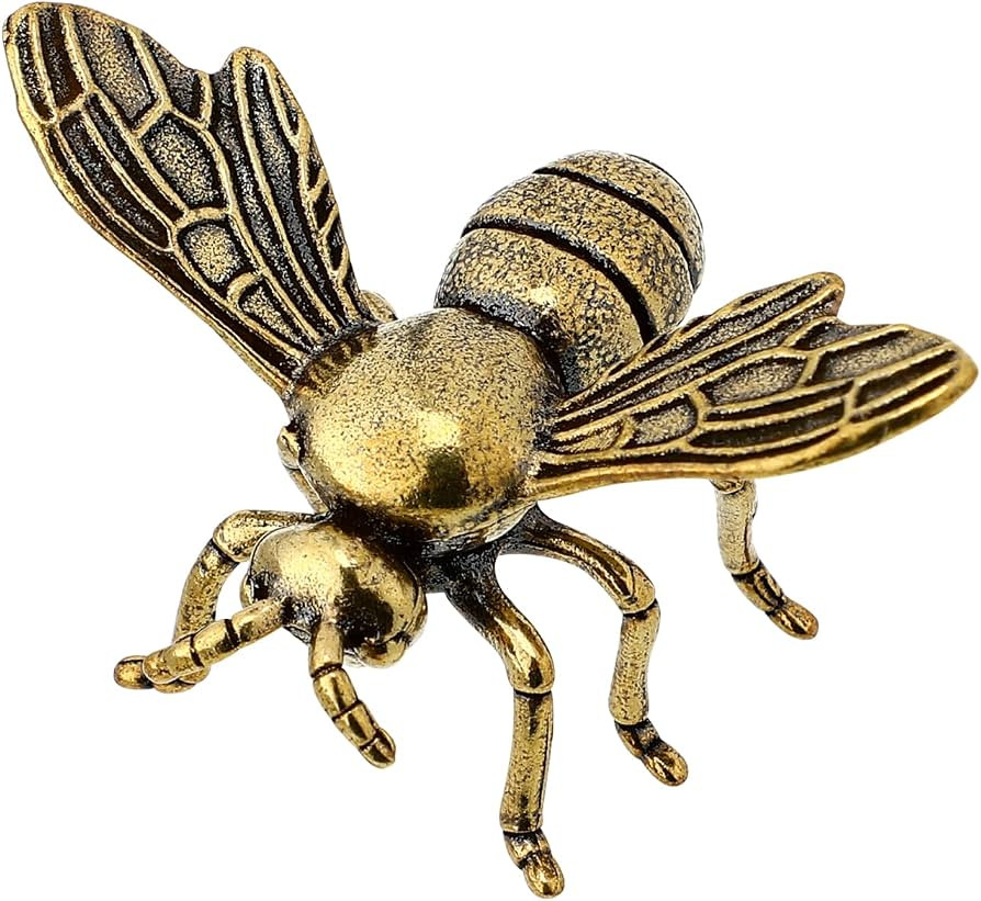 DECHOUS Brass Bee Figurine, Vintage Gold Bumblebee Decor, 1.85 Inch | Amazon (US)