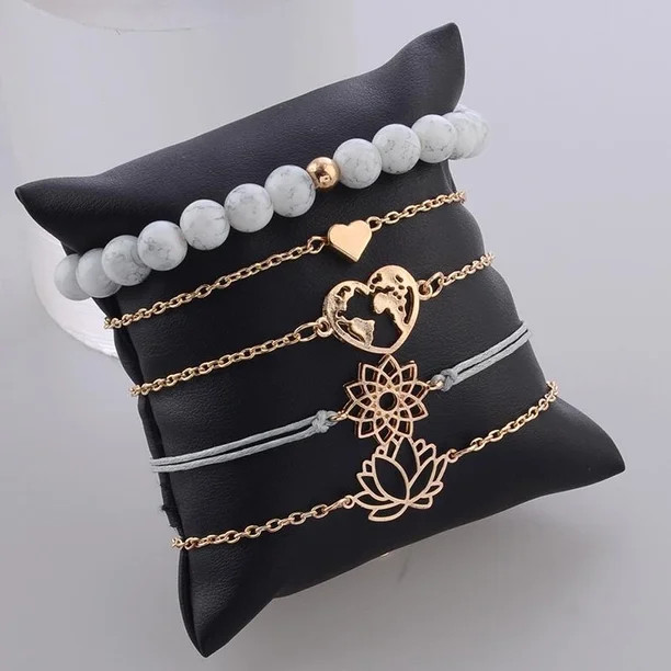 SEXY SPARKLES Stackable Bracelets Multilayer Boho Bracelet Sets Beads Metal Chain Rope Adjustabl ... | Walmart (US)