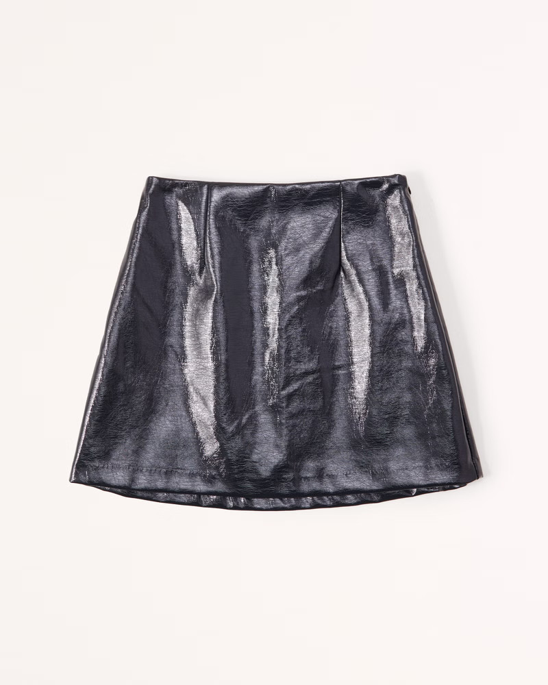 Women's Patent Vegan Leather Mini Skort | Women's Bottoms | Abercrombie.com | Abercrombie & Fitch (US)