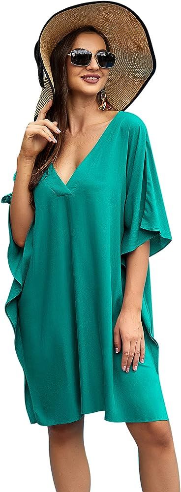 Ekouaer Swimsuit Coverup for Women Bathing Suit Cover ups Plus Size Beach Dress Sexy Bikini Tunic To | Amazon (US)