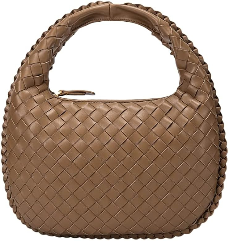 Woven Leather Handbags, Small Tote Bag for Womens Shoulder Bags, Faux Leather Shoulder Bag Ladies Ho | Amazon (US)