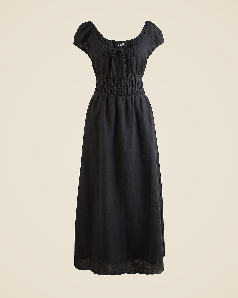 Cap-sleeve midi dress in linen | J. Crew US