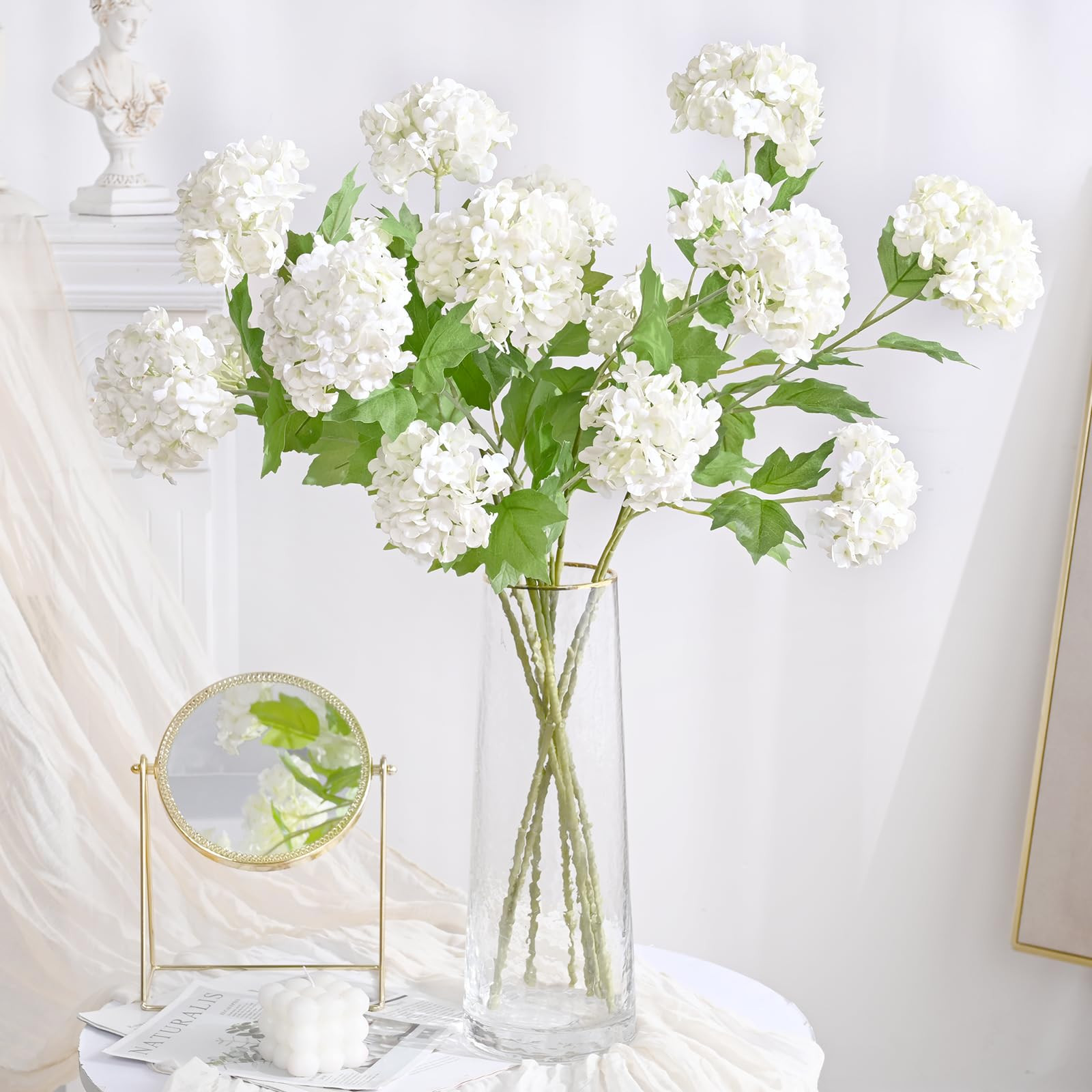 Waipfaru 4PCS Hydrangea Artificial Flowers, Real Touch Flowers, 26.8" Faux Hydrangea Flowers, Lat... | Amazon (US)