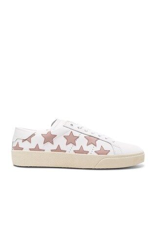 Saint Laurent Leather Court Classic Star Sneakers in Off White & Rose Antic | FORWARD by elyse walker