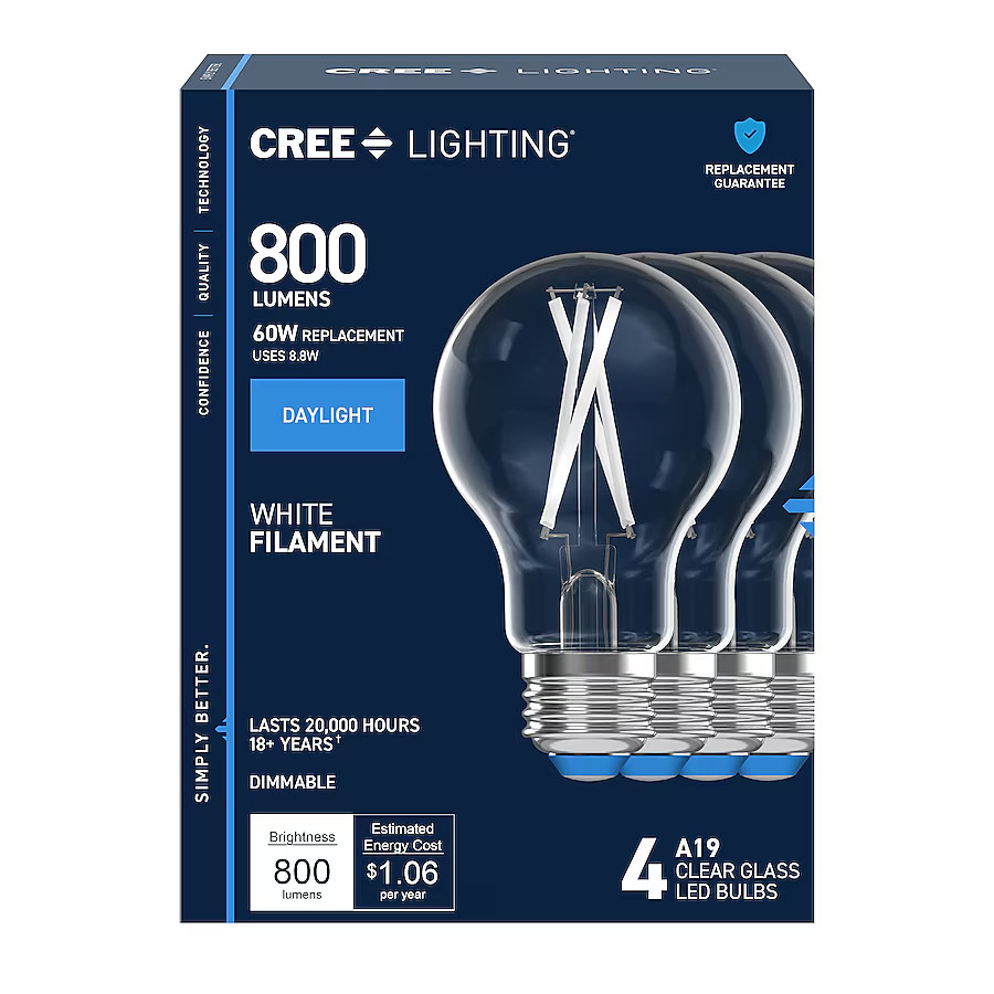 Cree Lighting White Filament 60 -Watt EQ A19 Daylight Screw bases Dimmable LED Decorative Light B... | Lowe's